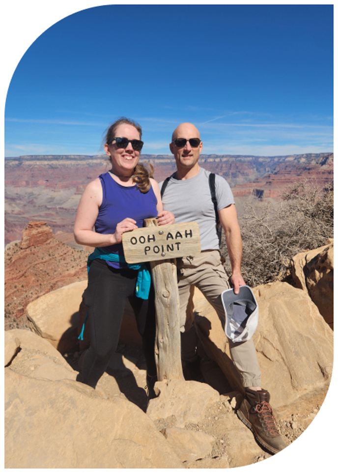 Al with family at Ooh Aah Point in the Grand Canyon